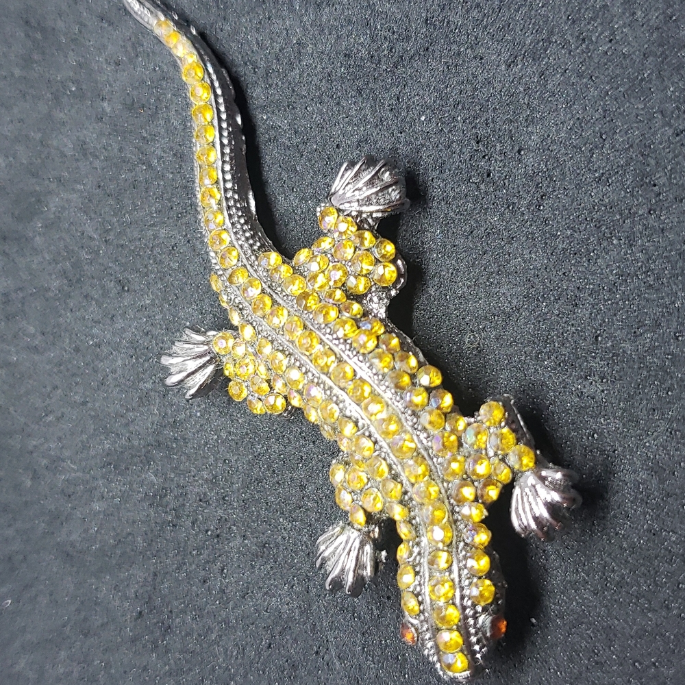 Rhinestone lizard brooch - Picture 4 of 4